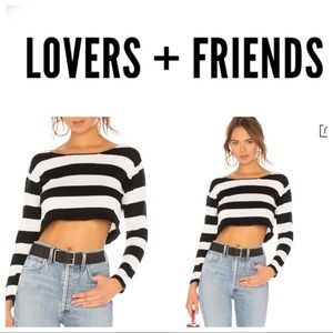 Lovers + Friends Striped Cropped Sweater
